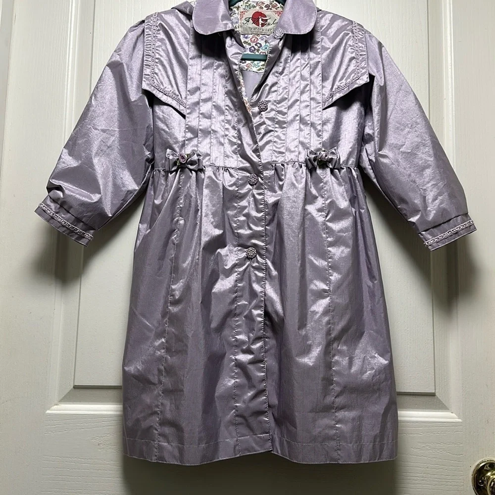 F.W. FISCHER Girls Dressy Lavender Rain Coat Sz 6X